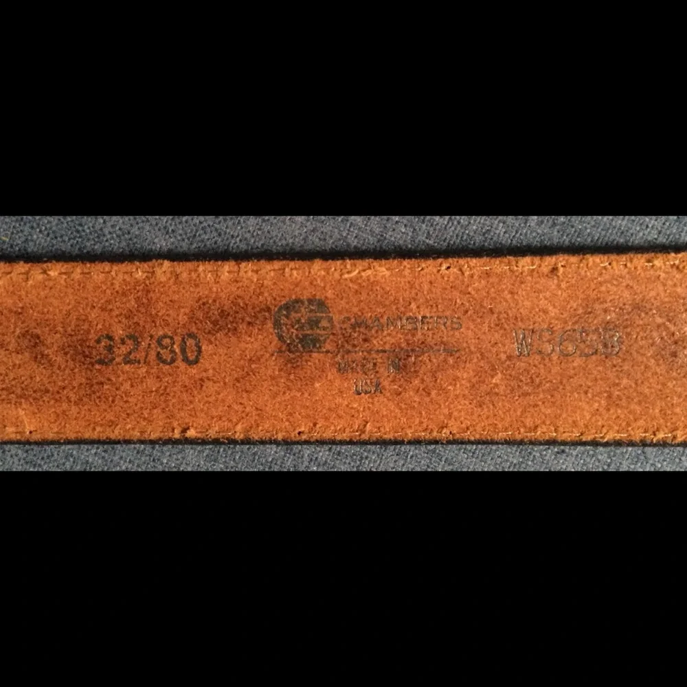 Vintage Chambers Unisex Black Western Style Tooled Leather Belt - Picture 5 of 7